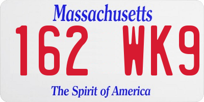 MA license plate 162WK9