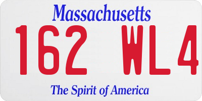 MA license plate 162WL4