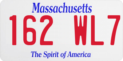 MA license plate 162WL7