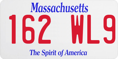 MA license plate 162WL9