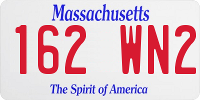 MA license plate 162WN2