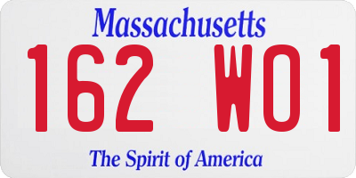MA license plate 162WO1