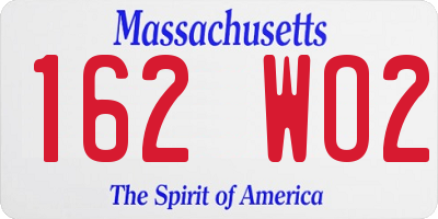 MA license plate 162WO2
