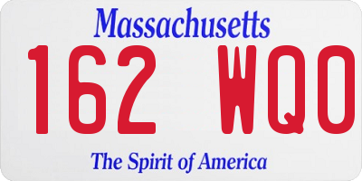MA license plate 162WQ0