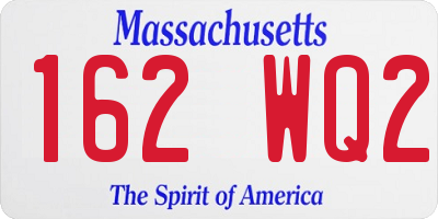 MA license plate 162WQ2