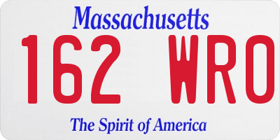 MA license plate 162WR0