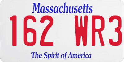 MA license plate 162WR3