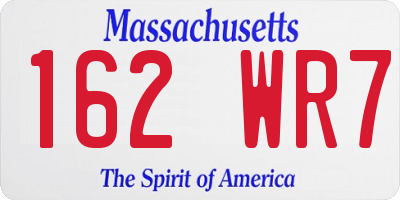 MA license plate 162WR7