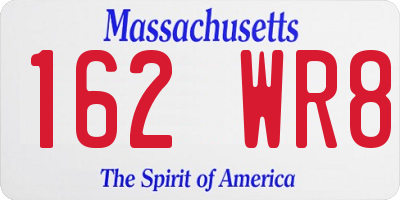 MA license plate 162WR8