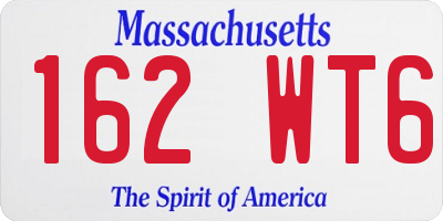 MA license plate 162WT6
