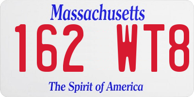 MA license plate 162WT8