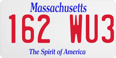 MA license plate 162WU3
