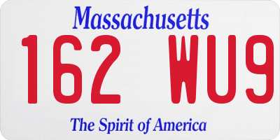 MA license plate 162WU9