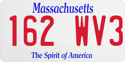 MA license plate 162WV3