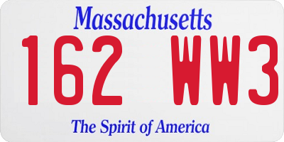 MA license plate 162WW3
