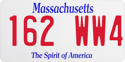 MA license plate 162WW4