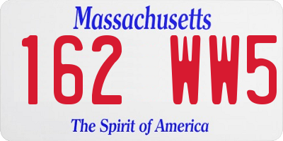 MA license plate 162WW5