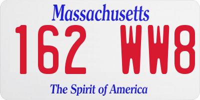 MA license plate 162WW8