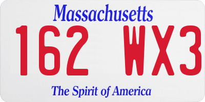 MA license plate 162WX3