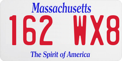 MA license plate 162WX8