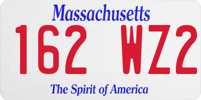 MA license plate 162WZ2