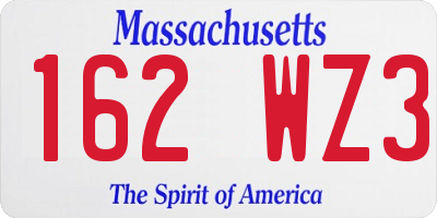 MA license plate 162WZ3