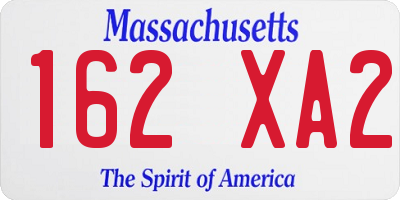 MA license plate 162XA2
