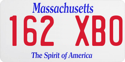 MA license plate 162XB0