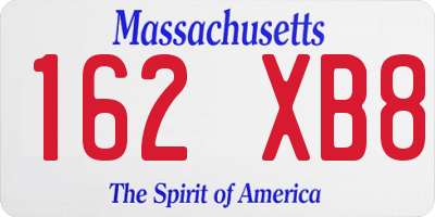 MA license plate 162XB8