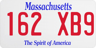 MA license plate 162XB9
