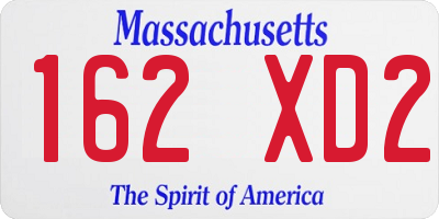 MA license plate 162XD2
