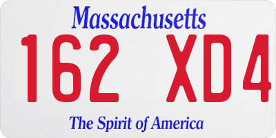 MA license plate 162XD4