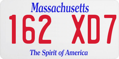 MA license plate 162XD7