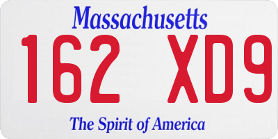 MA license plate 162XD9