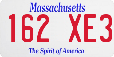 MA license plate 162XE3