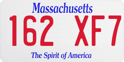 MA license plate 162XF7