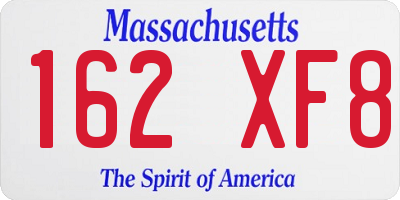 MA license plate 162XF8
