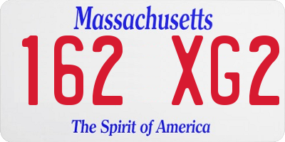 MA license plate 162XG2