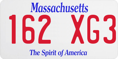 MA license plate 162XG3
