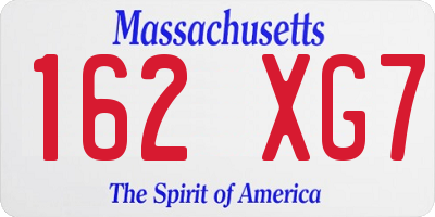 MA license plate 162XG7