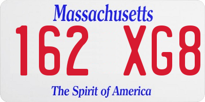 MA license plate 162XG8