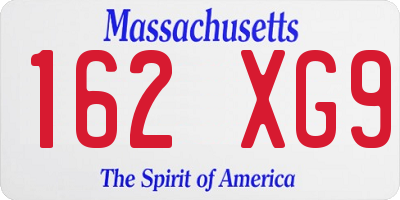 MA license plate 162XG9