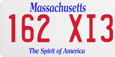 MA license plate 162XI3