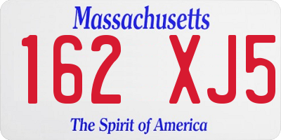 MA license plate 162XJ5