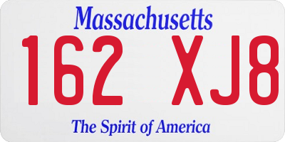 MA license plate 162XJ8