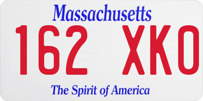 MA license plate 162XK0