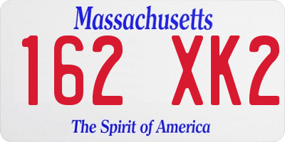 MA license plate 162XK2