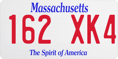 MA license plate 162XK4