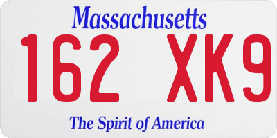 MA license plate 162XK9
