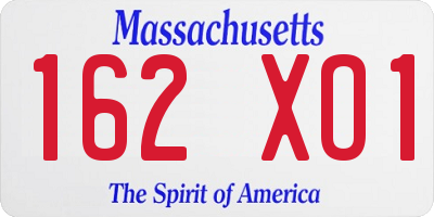 MA license plate 162XO1